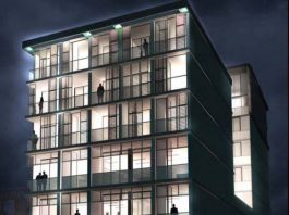 Rendering for the Chinatown condo building that resembles a lantern (Mallen Gowing Berzins Architecture)